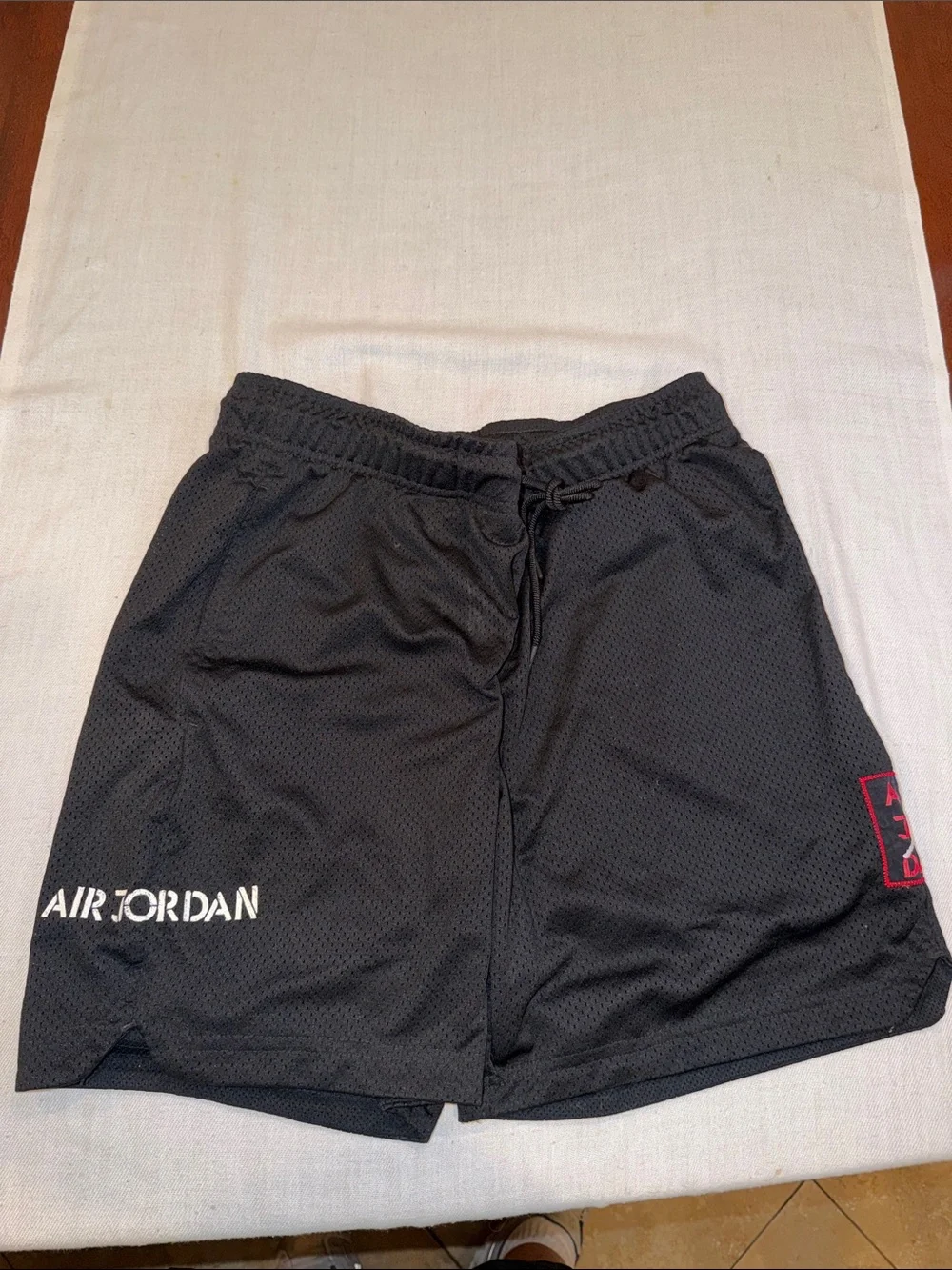 T0308103 Jordan Black Basketball standard fit Shorts with Red & White Trim
